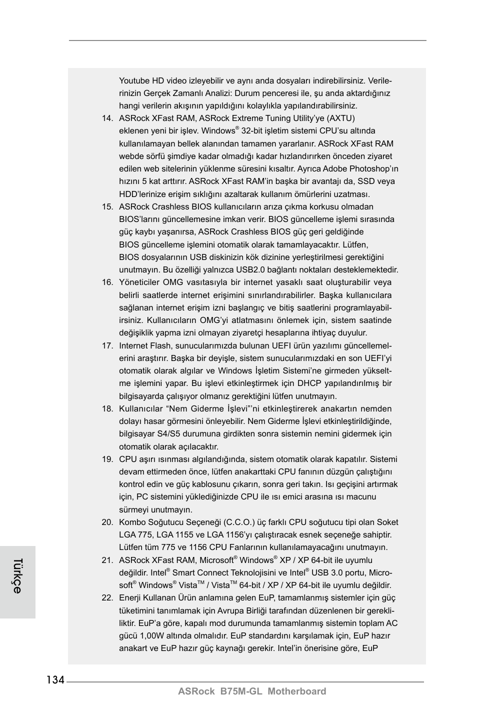 Türkçe, Asrock b75m-gl motherboard | ASRock B75M-GL User Manual | Page 134 / 203