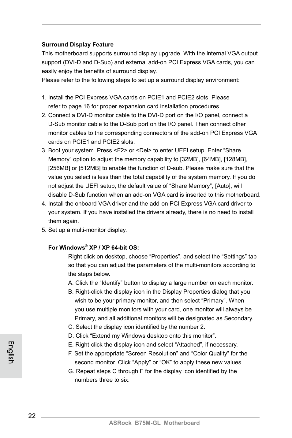 English | ASRock B75M-GL User Manual | Page 22 / 203