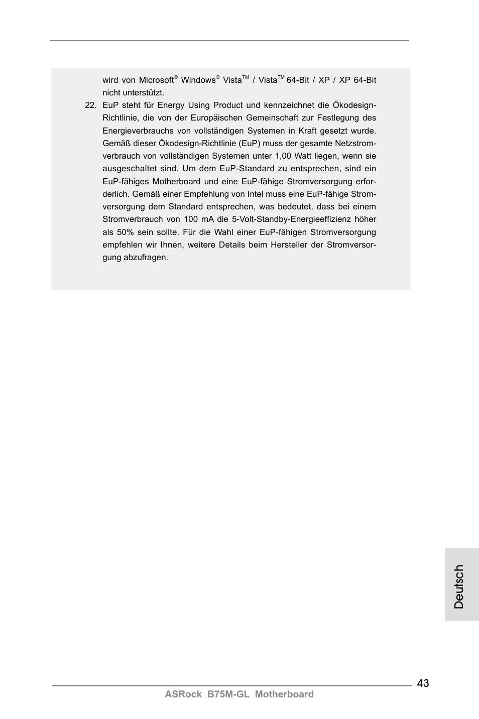 Deutsch, Asrock b75m-gl motherboard | ASRock B75M-GL User Manual | Page 43 / 203