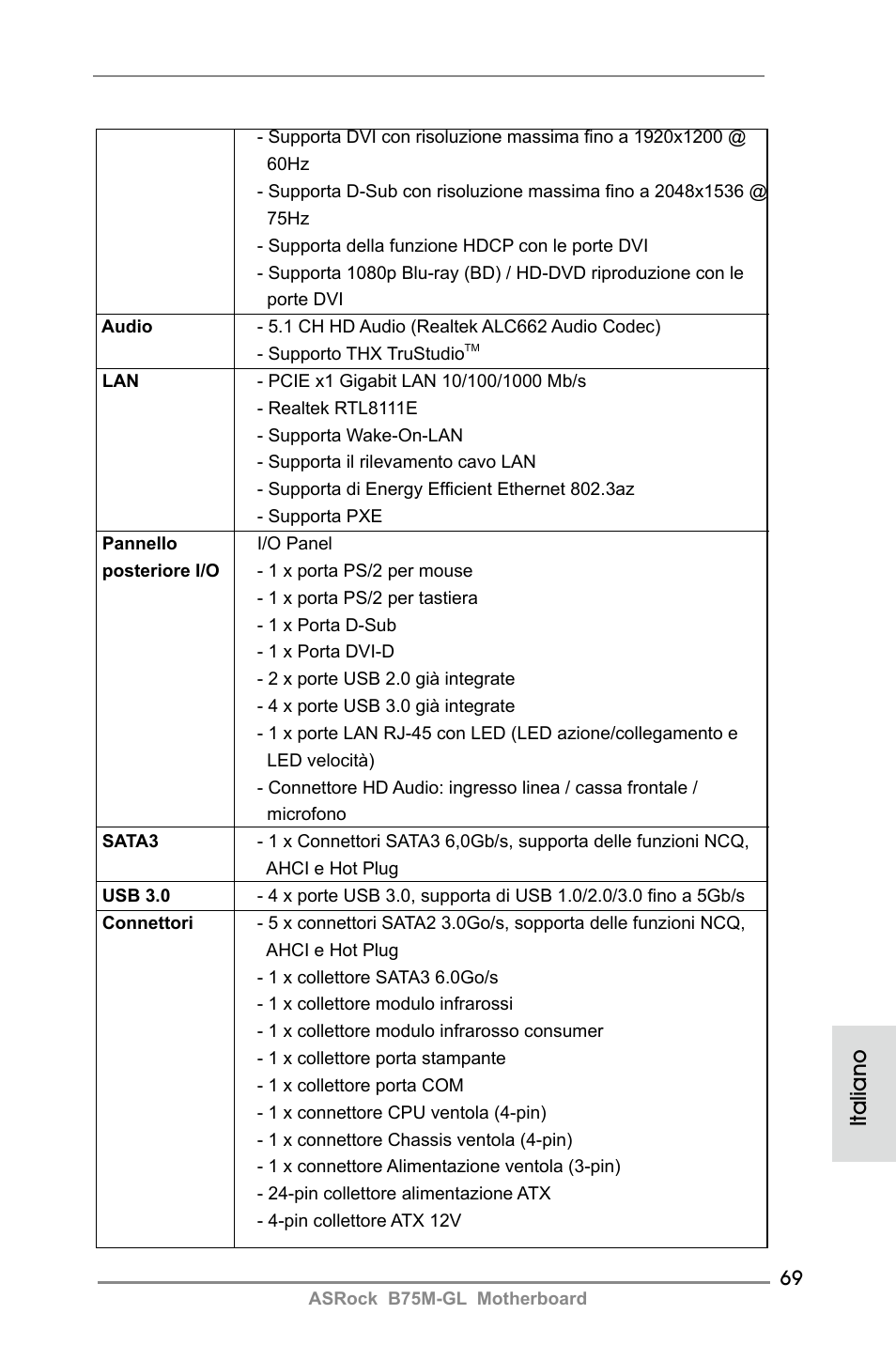 Italiano | ASRock B75M-GL User Manual | Page 69 / 203