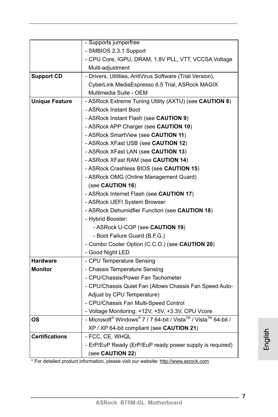 English | ASRock B75M-GL User Manual | Page 7 / 203