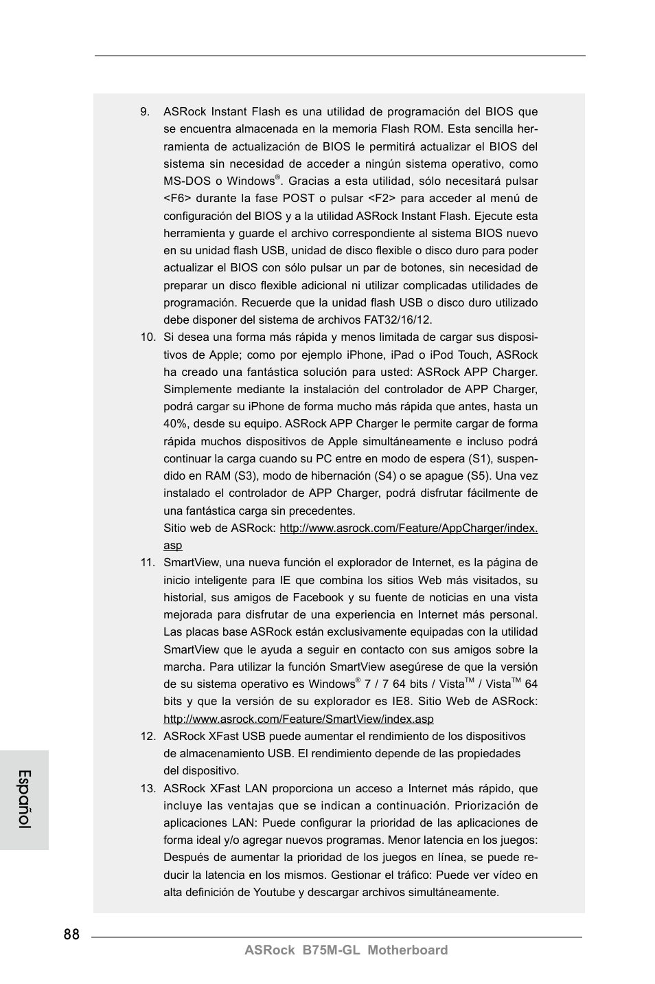 Español, Asrock b75m-gl motherboard | ASRock B75M-GL User Manual | Page 88 / 203