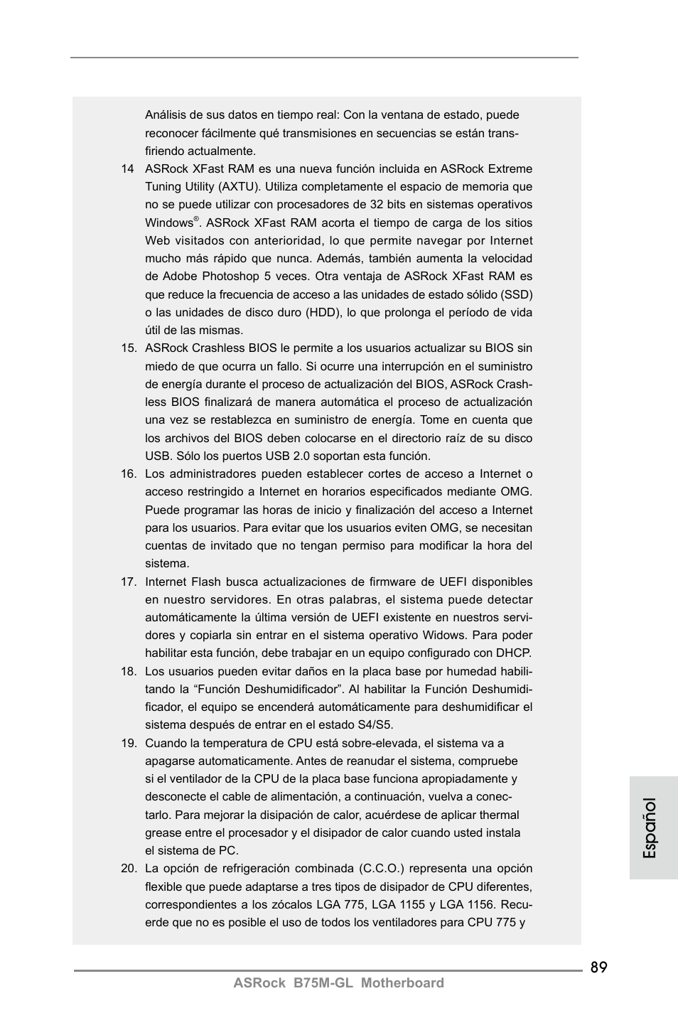 Español | ASRock B75M-GL User Manual | Page 89 / 203