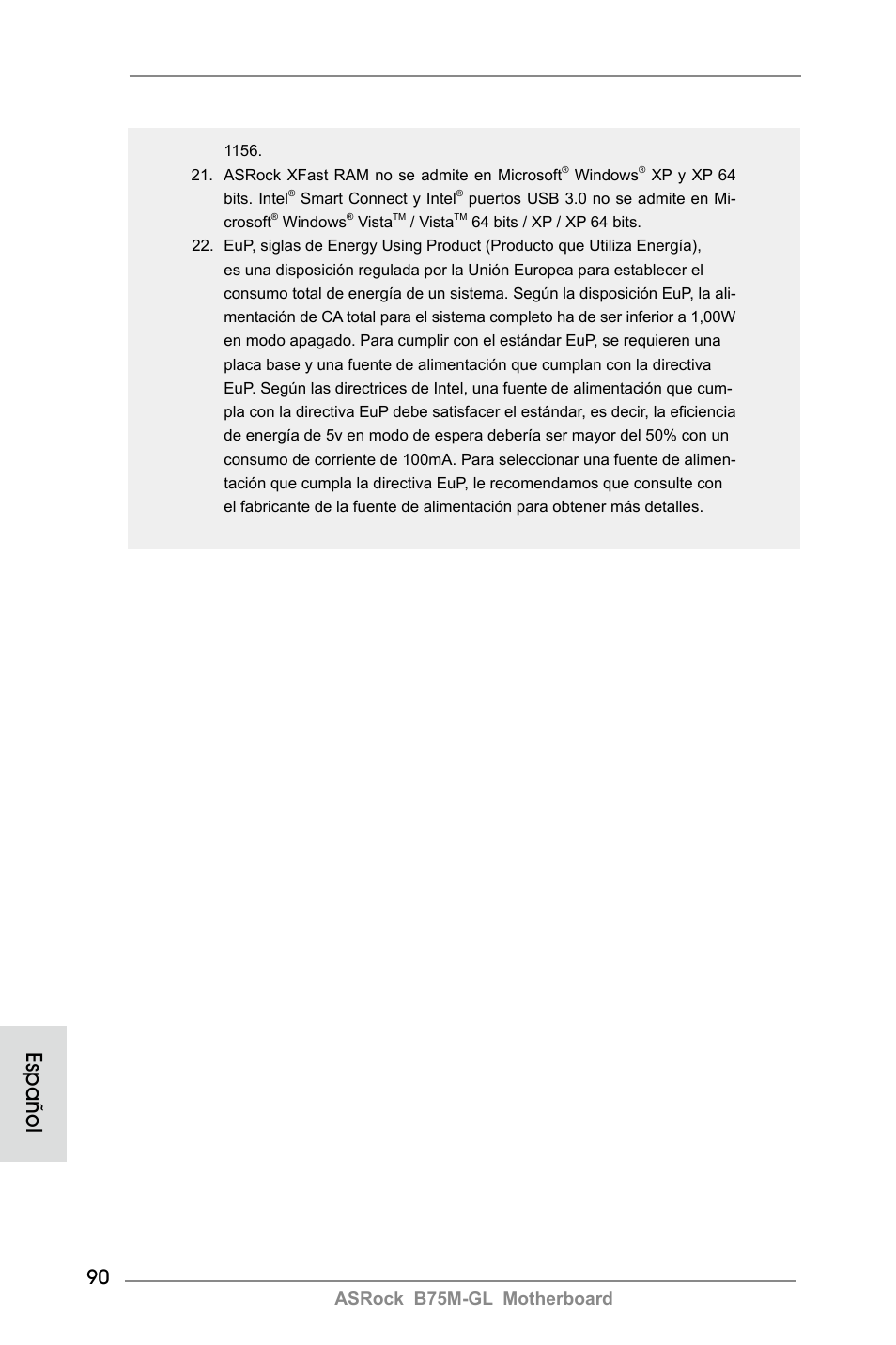 Español, Asrock b75m-gl motherboard | ASRock B75M-GL User Manual | Page 90 / 203