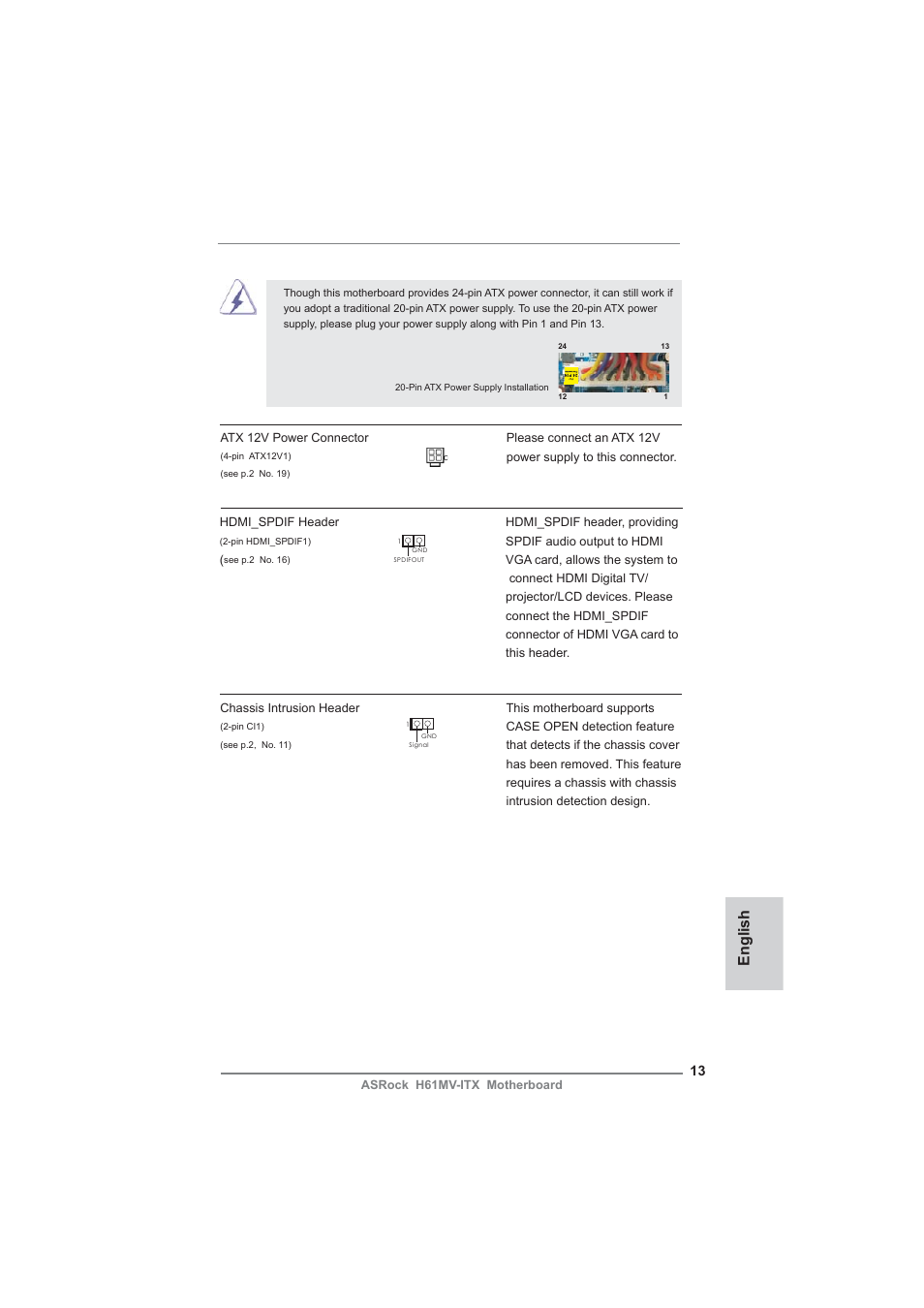 English | ASRock H61MV-ITX User Manual | Page 13 / 51