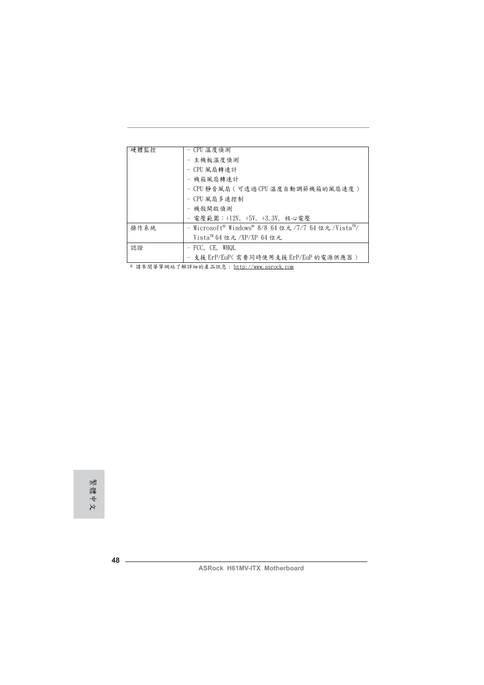 繁體中文 | ASRock H61MV-ITX User Manual | Page 48 / 51