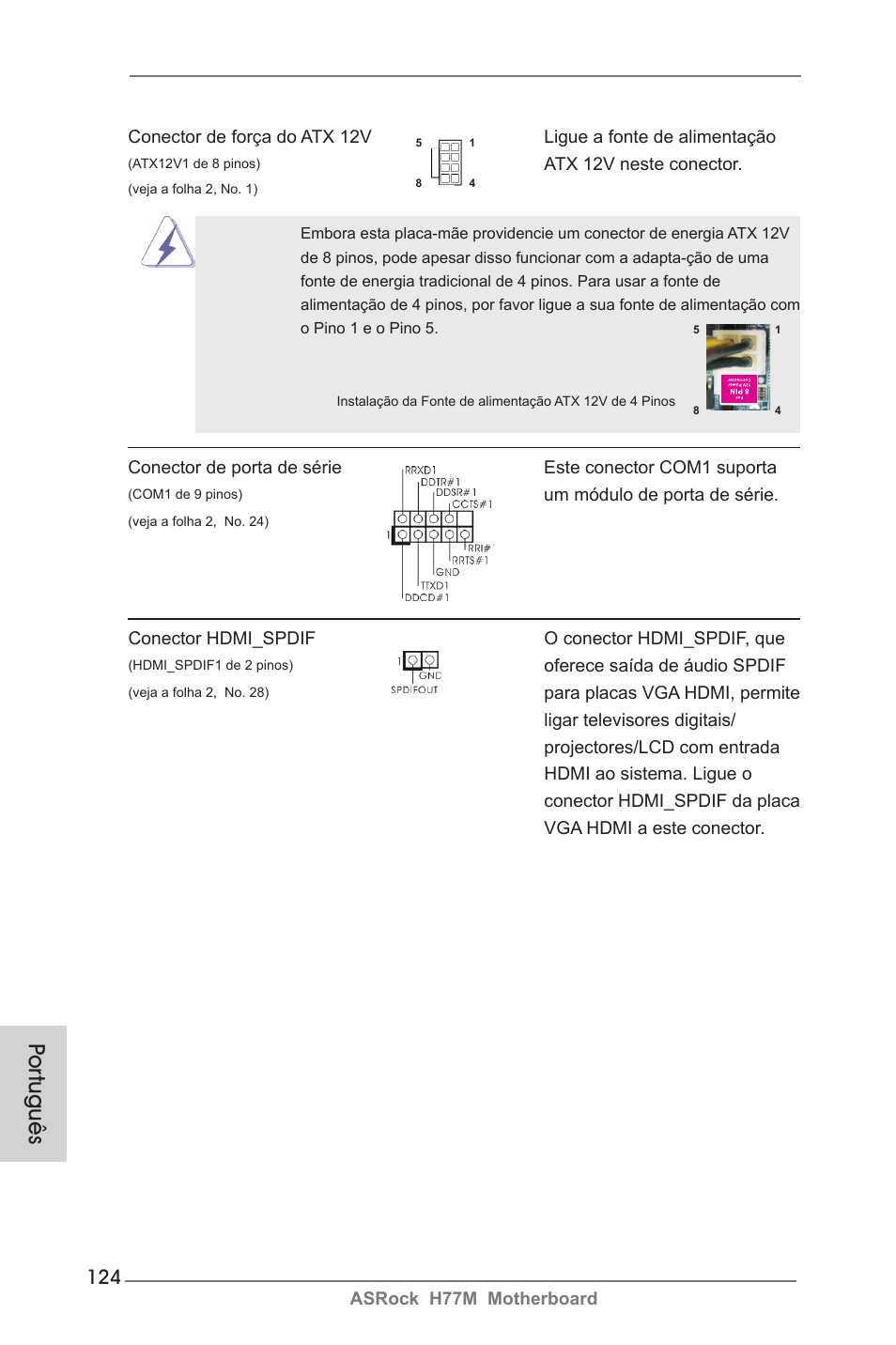 Por tuguês | ASRock H77M User Manual | Page 124 / 206