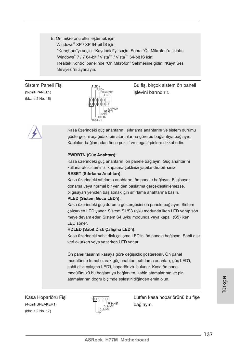 Türkçe | ASRock H77M User Manual | Page 137 / 206