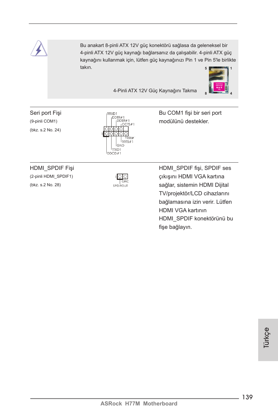 Türkçe | ASRock H77M User Manual | Page 139 / 206