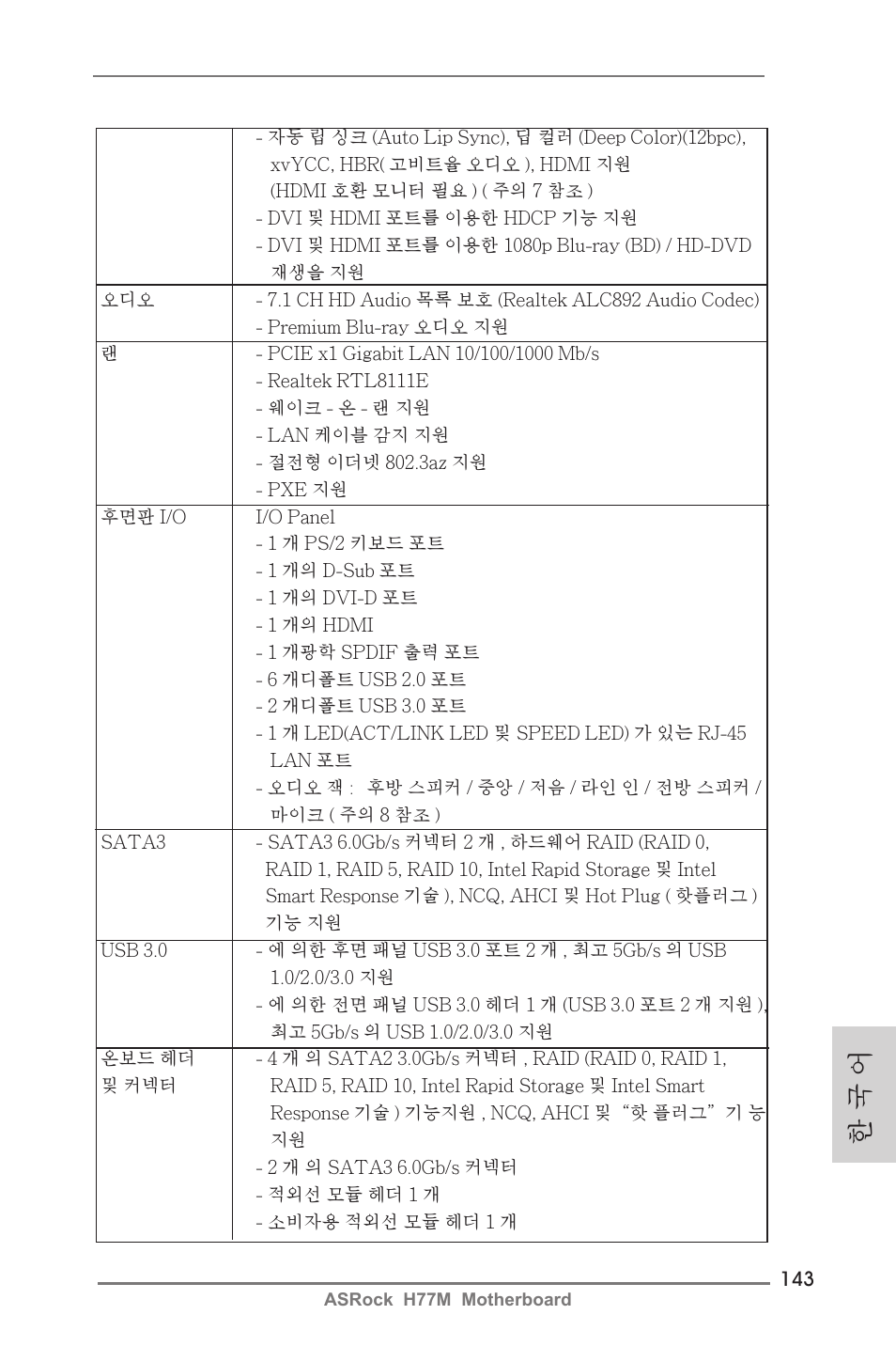 한 국 어 | ASRock H77M User Manual | Page 143 / 206