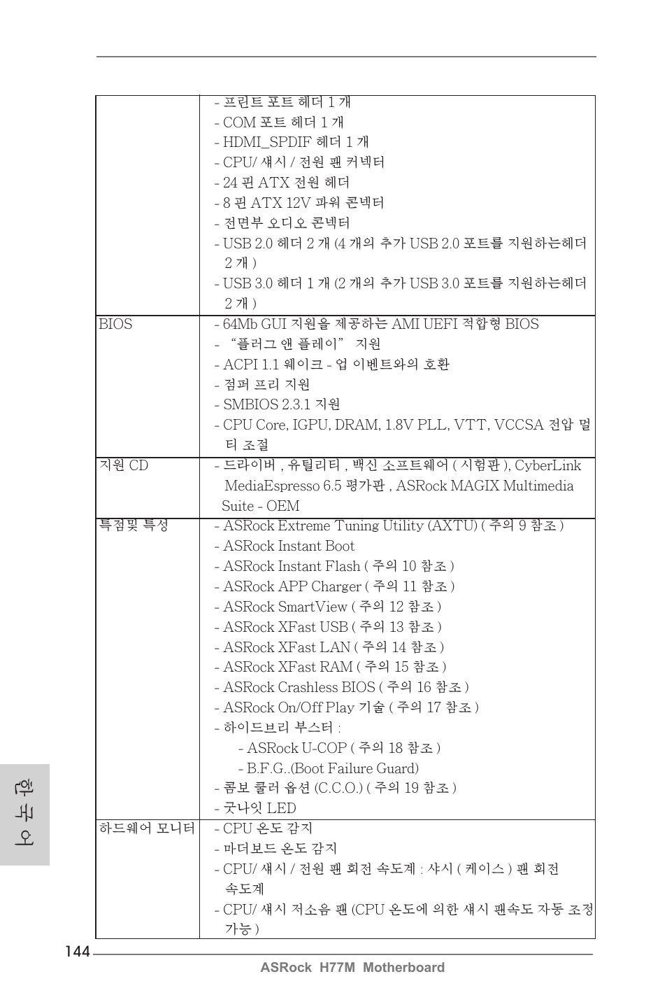 한 국 어 | ASRock H77M User Manual | Page 144 / 206