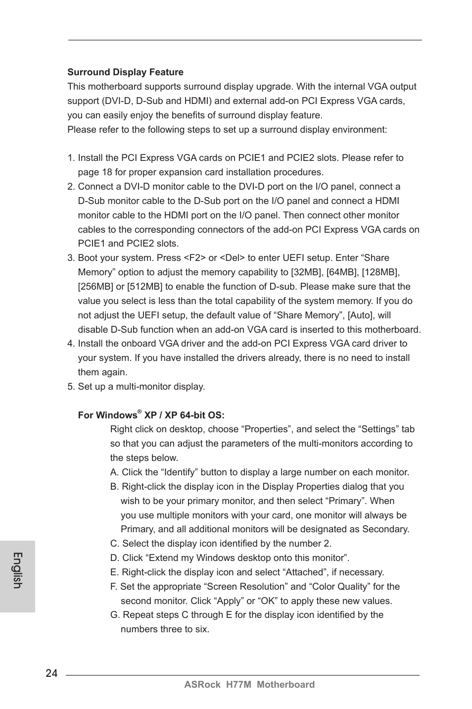 English | ASRock H77M User Manual | Page 24 / 206