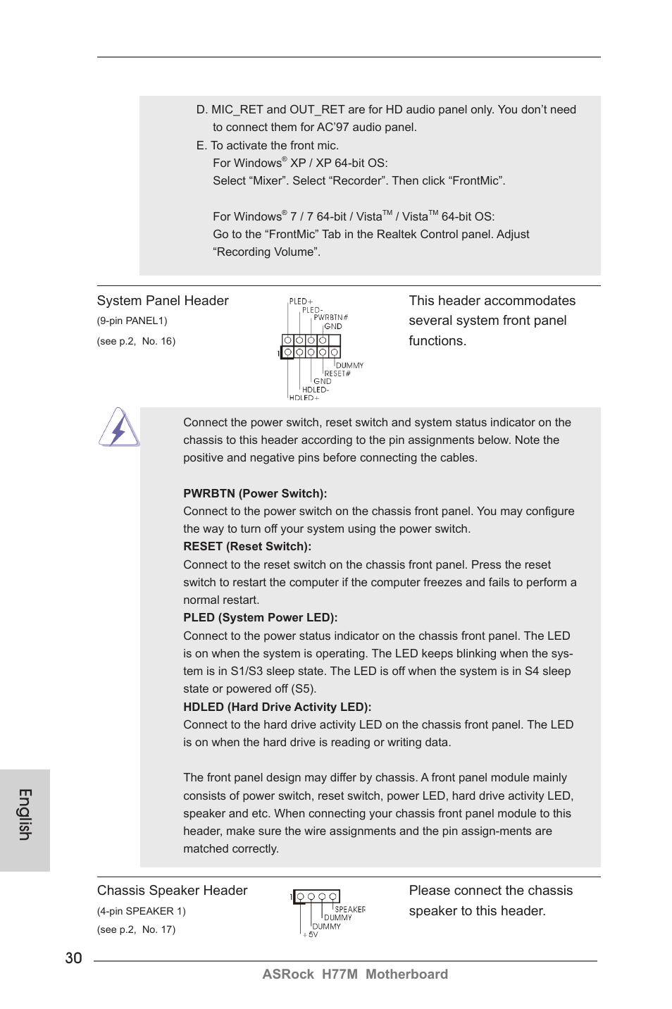 English | ASRock H77M User Manual | Page 30 / 206