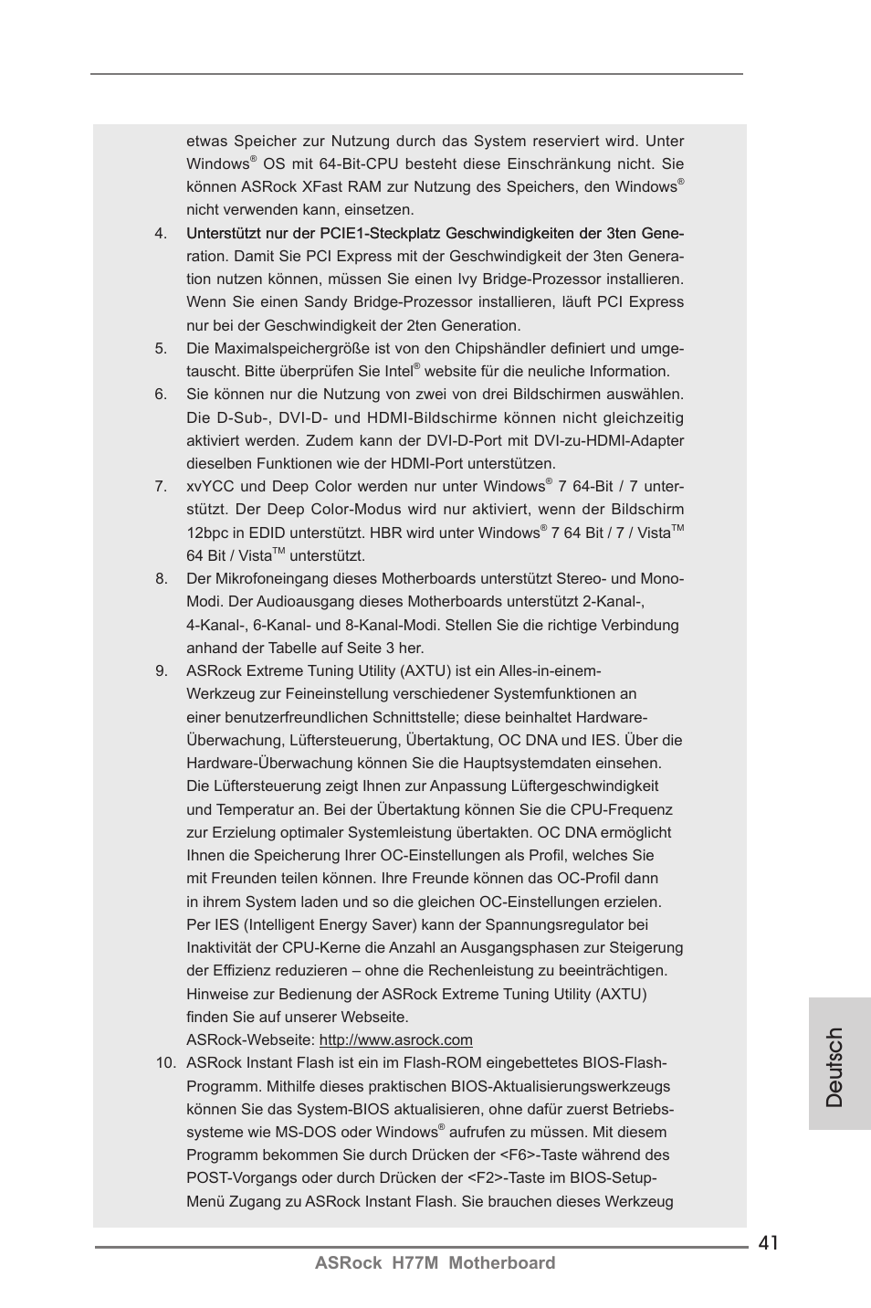 Deutsch, Asrock h77m motherboard | ASRock H77M User Manual | Page 41 / 206