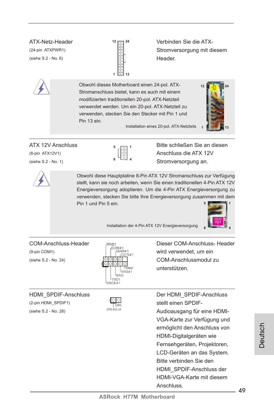 Deutsch | ASRock H77M User Manual | Page 49 / 206