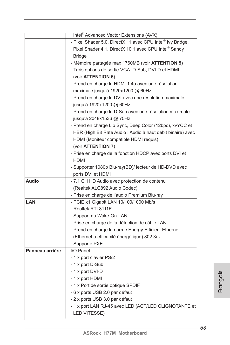 Français | ASRock H77M User Manual | Page 53 / 206