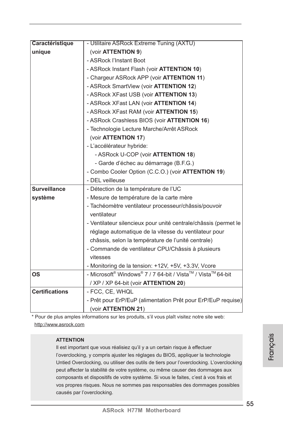 Français | ASRock H77M User Manual | Page 55 / 206