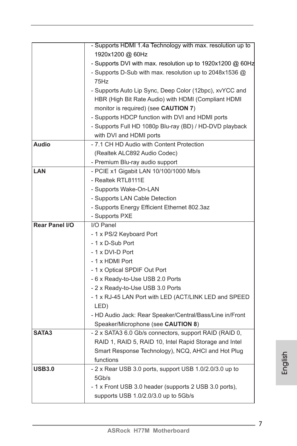 English | ASRock H77M User Manual | Page 7 / 206