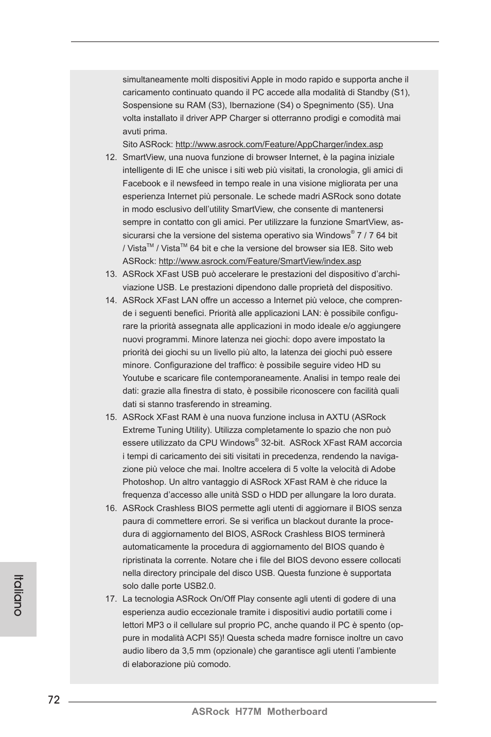 Italiano | ASRock H77M User Manual | Page 72 / 206
