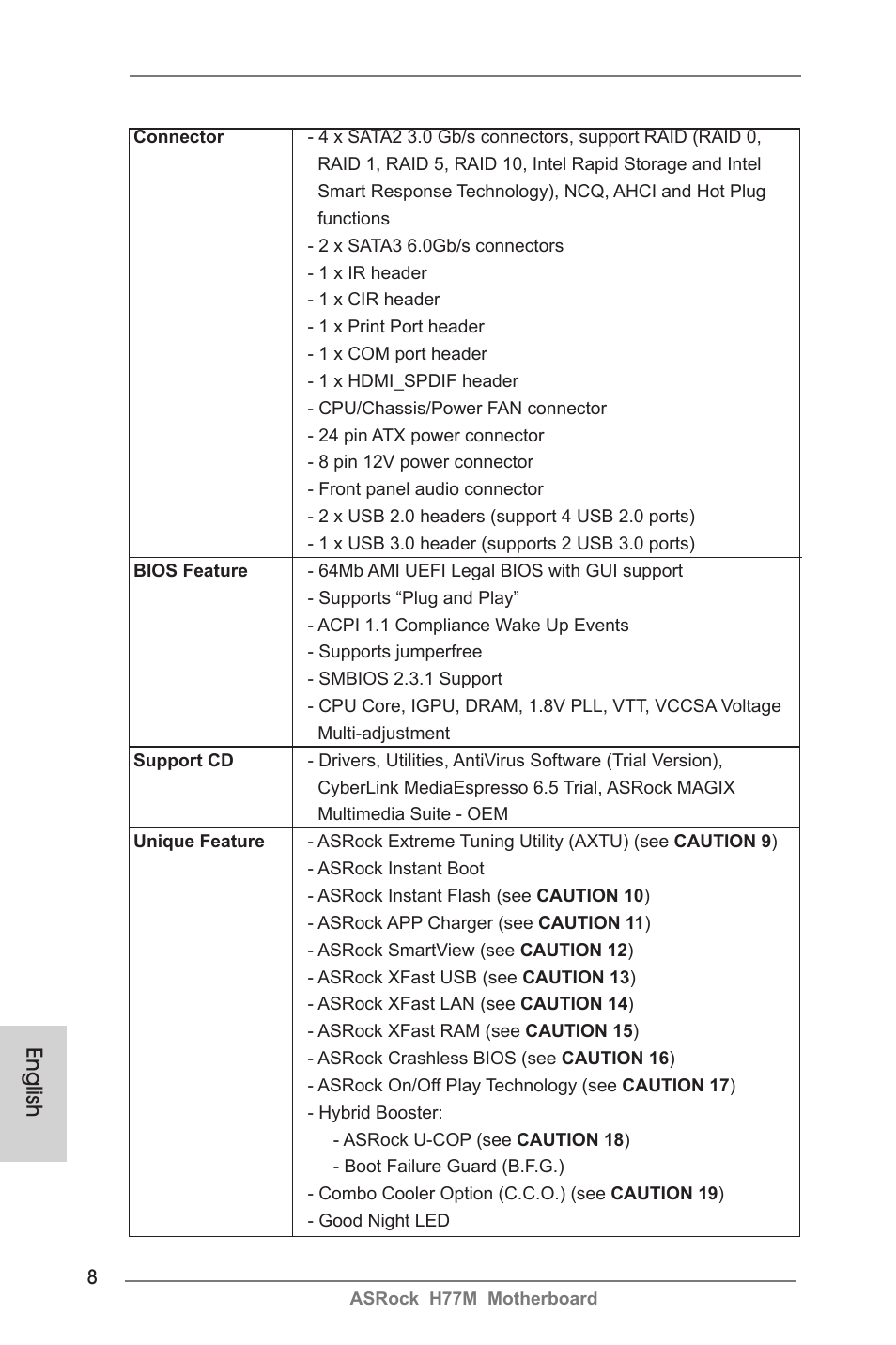 English | ASRock H77M User Manual | Page 8 / 206