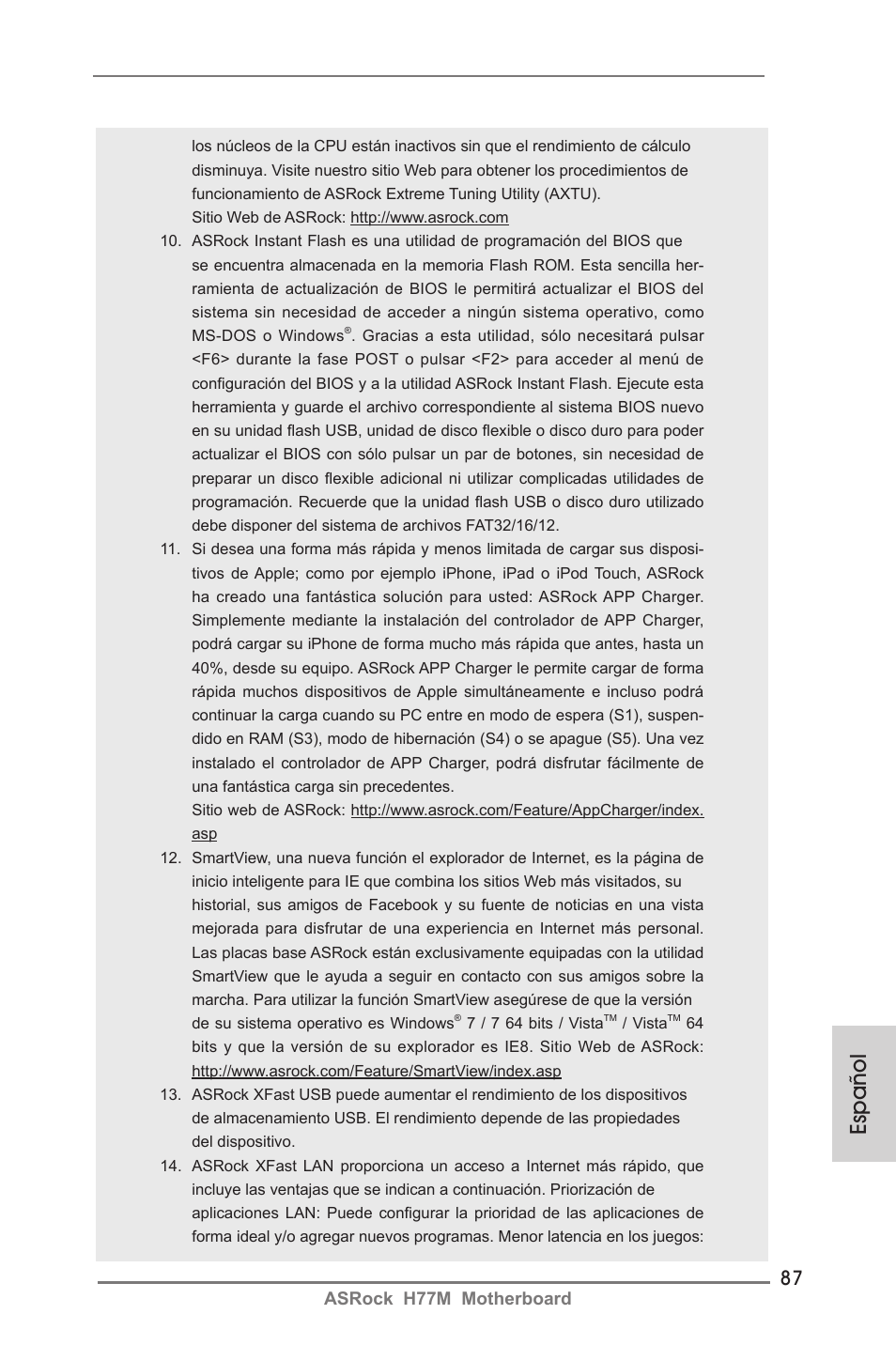 Español | ASRock H77M User Manual | Page 87 / 206