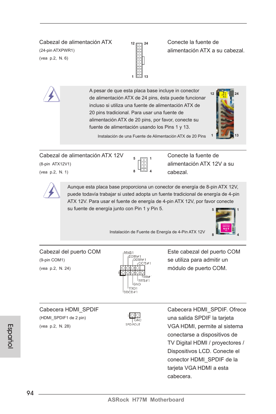 Español | ASRock H77M User Manual | Page 94 / 206