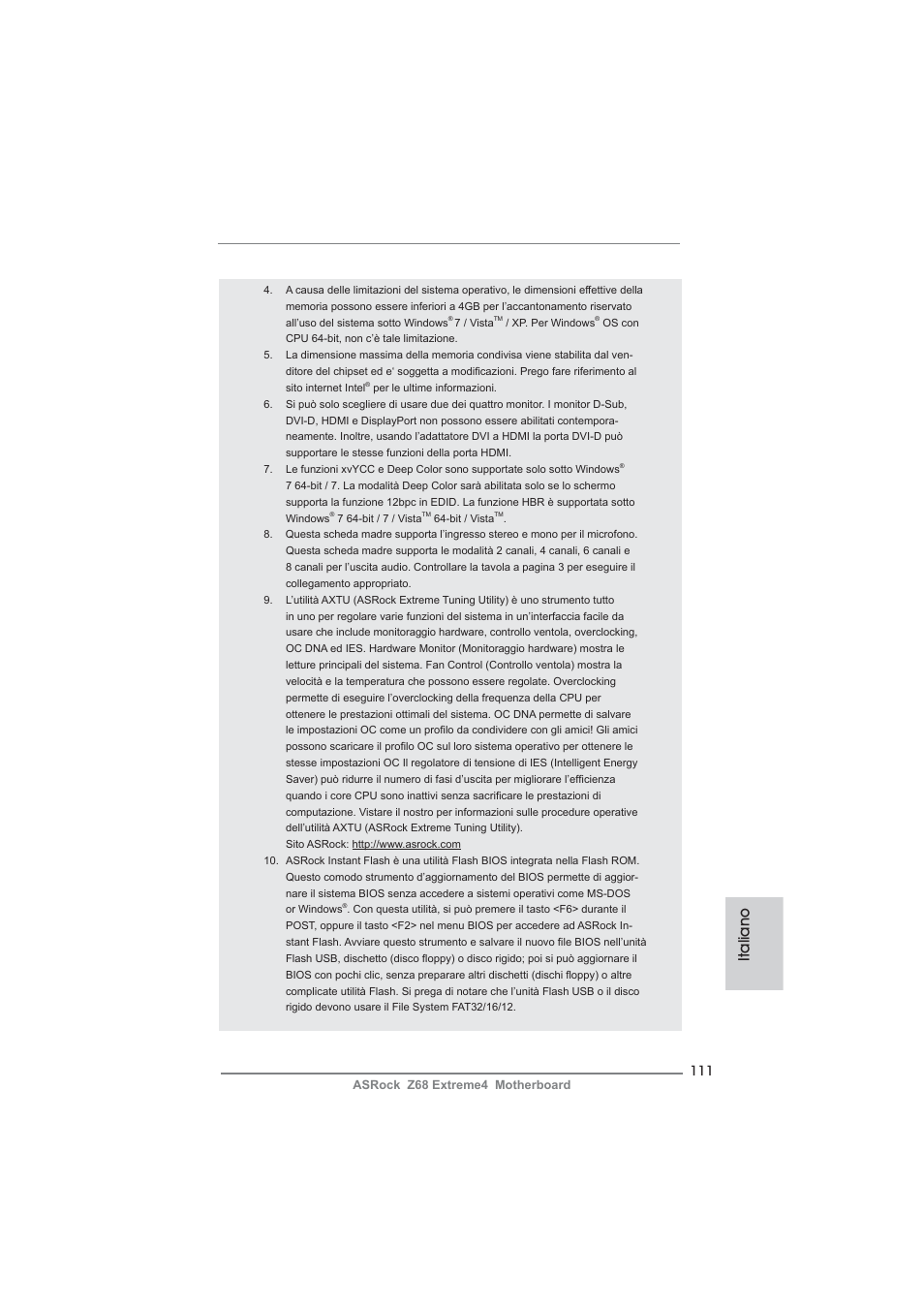 Italiano | ASRock Z68 Extreme4 User Manual | Page 111 / 322