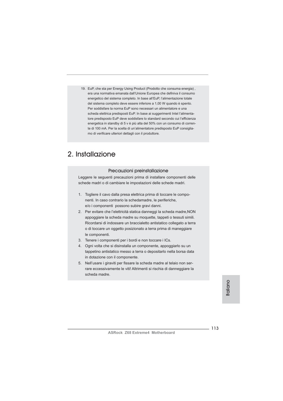 Installazione | ASRock Z68 Extreme4 User Manual | Page 113 / 322