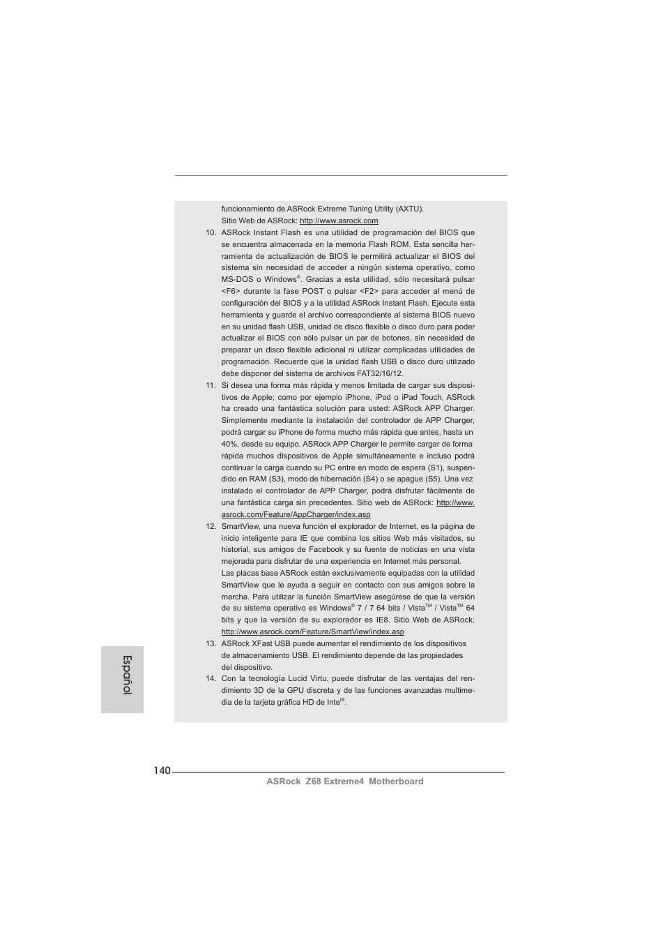 Español | ASRock Z68 Extreme4 User Manual | Page 140 / 322