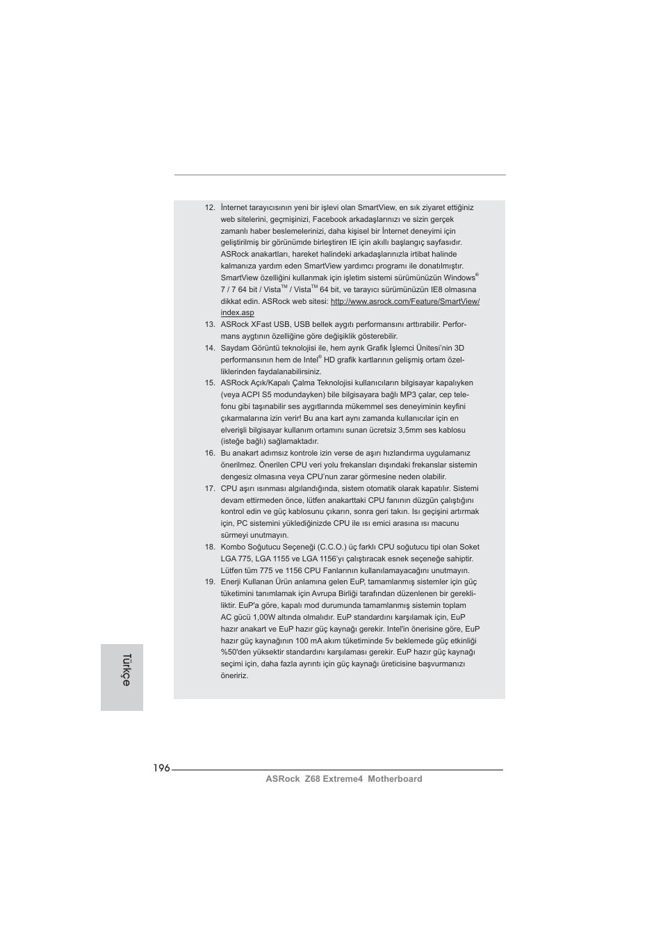 Türkçe | ASRock Z68 Extreme4 User Manual | Page 196 / 322