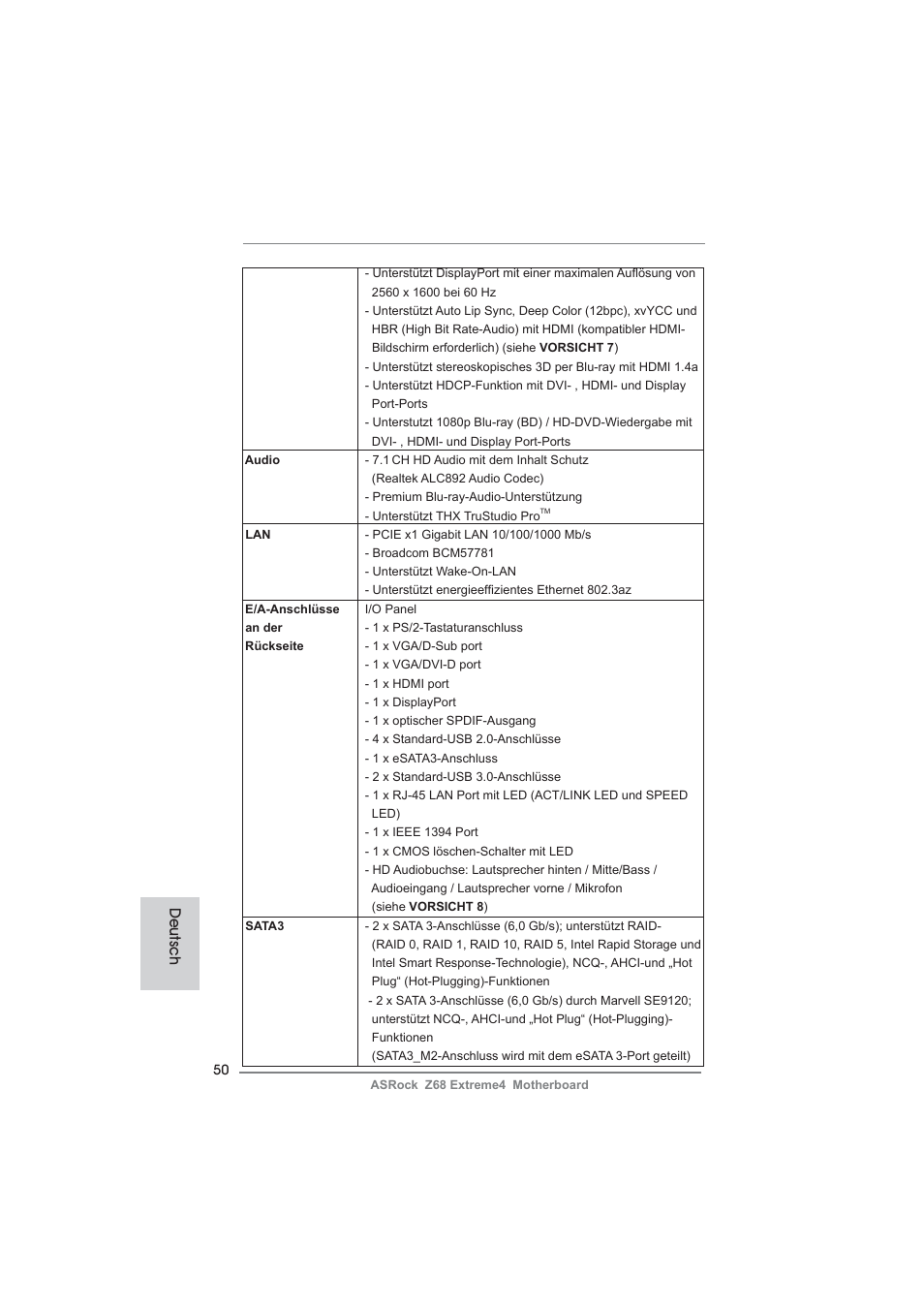 Deutsch | ASRock Z68 Extreme4 User Manual | Page 50 / 322