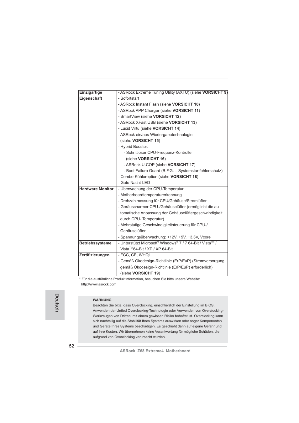 Deutsch | ASRock Z68 Extreme4 User Manual | Page 52 / 322