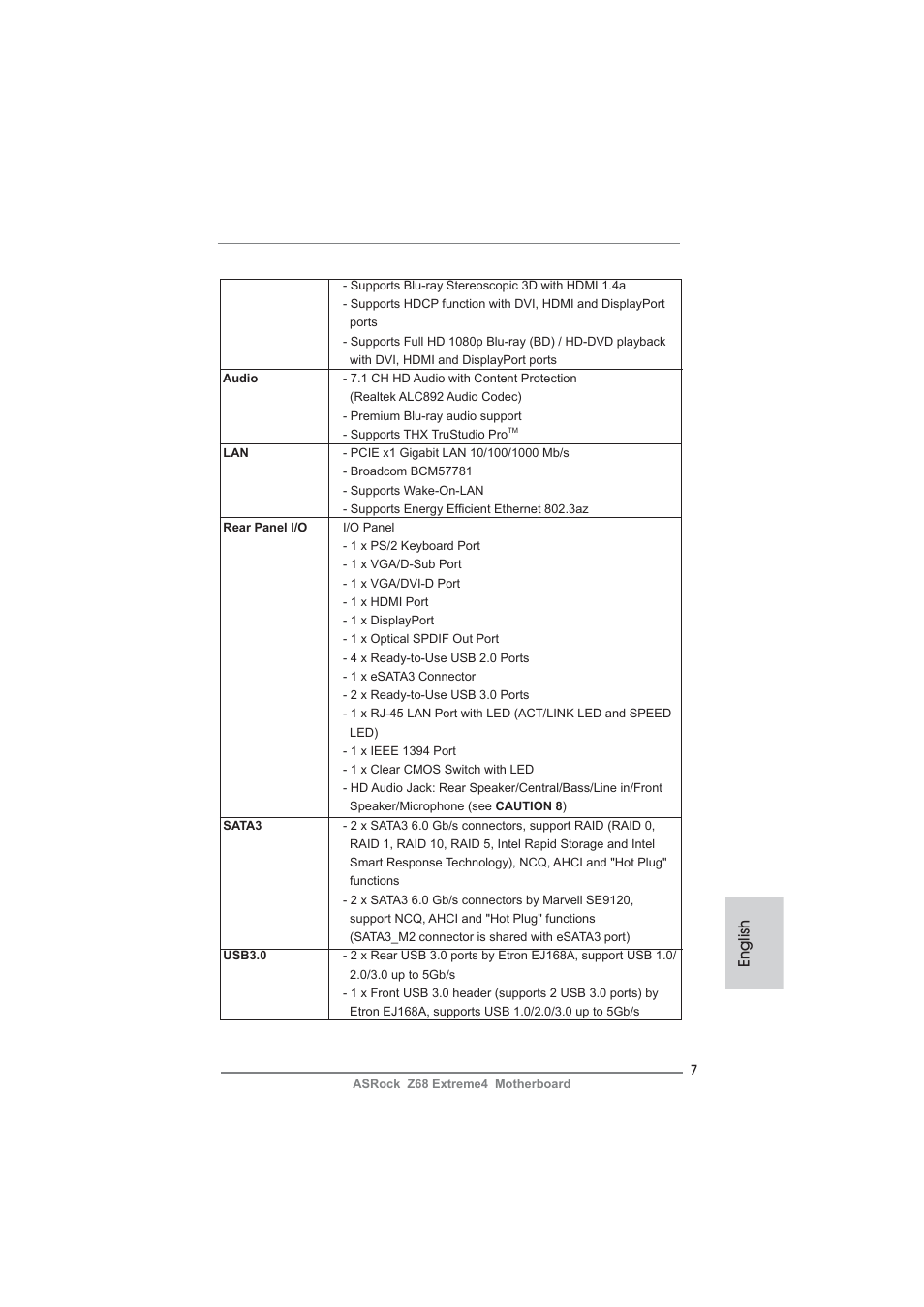 English | ASRock Z68 Extreme4 User Manual | Page 7 / 322
