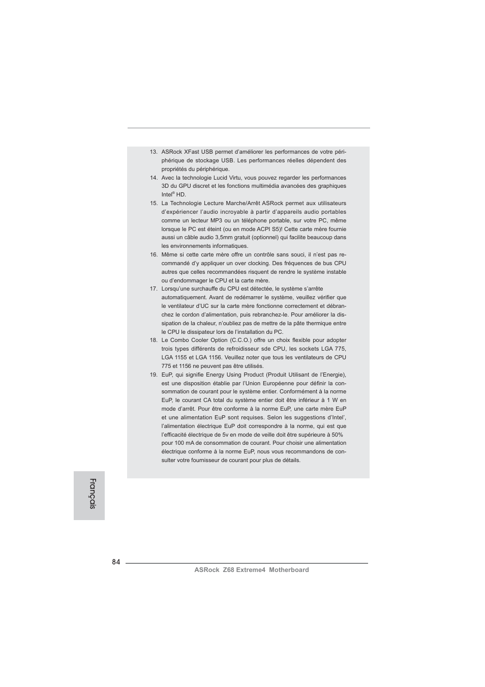 Français | ASRock Z68 Extreme4 User Manual | Page 84 / 322
