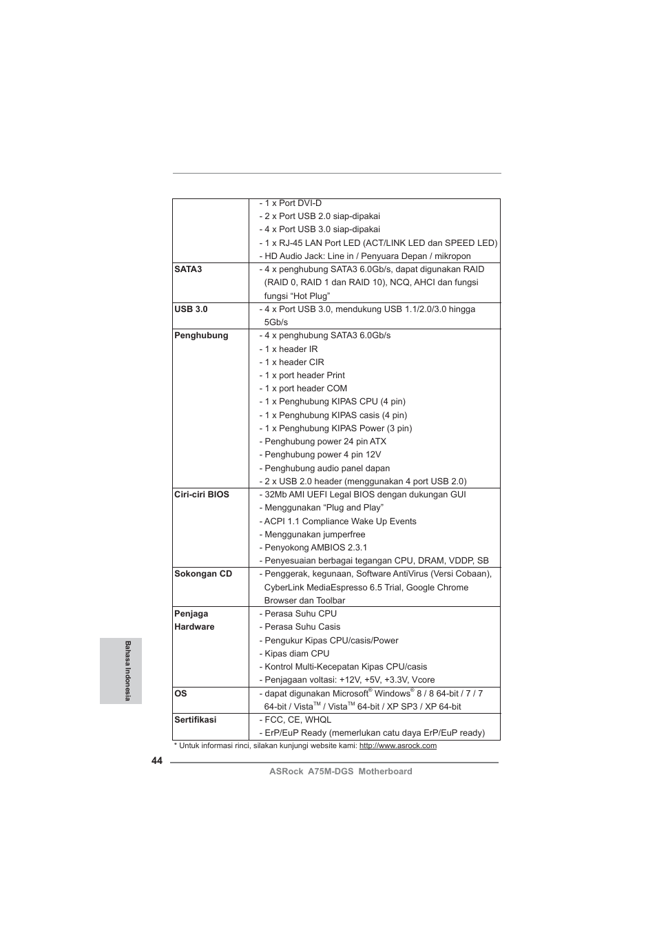 ASRock A75M-DGS User Manual | Page 44 / 44