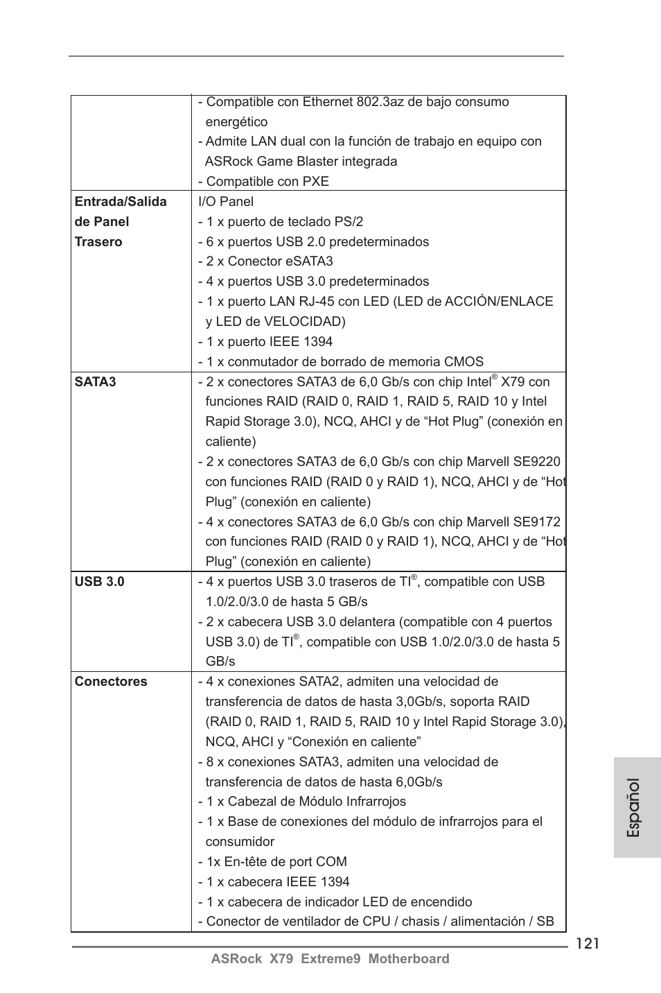 Español | ASRock X79 Extreme9 User Manual | Page 121 / 246