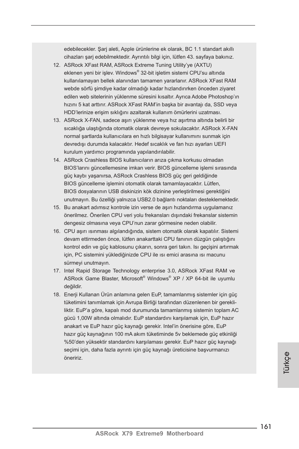 Türkçe | ASRock X79 Extreme9 User Manual | Page 161 / 246