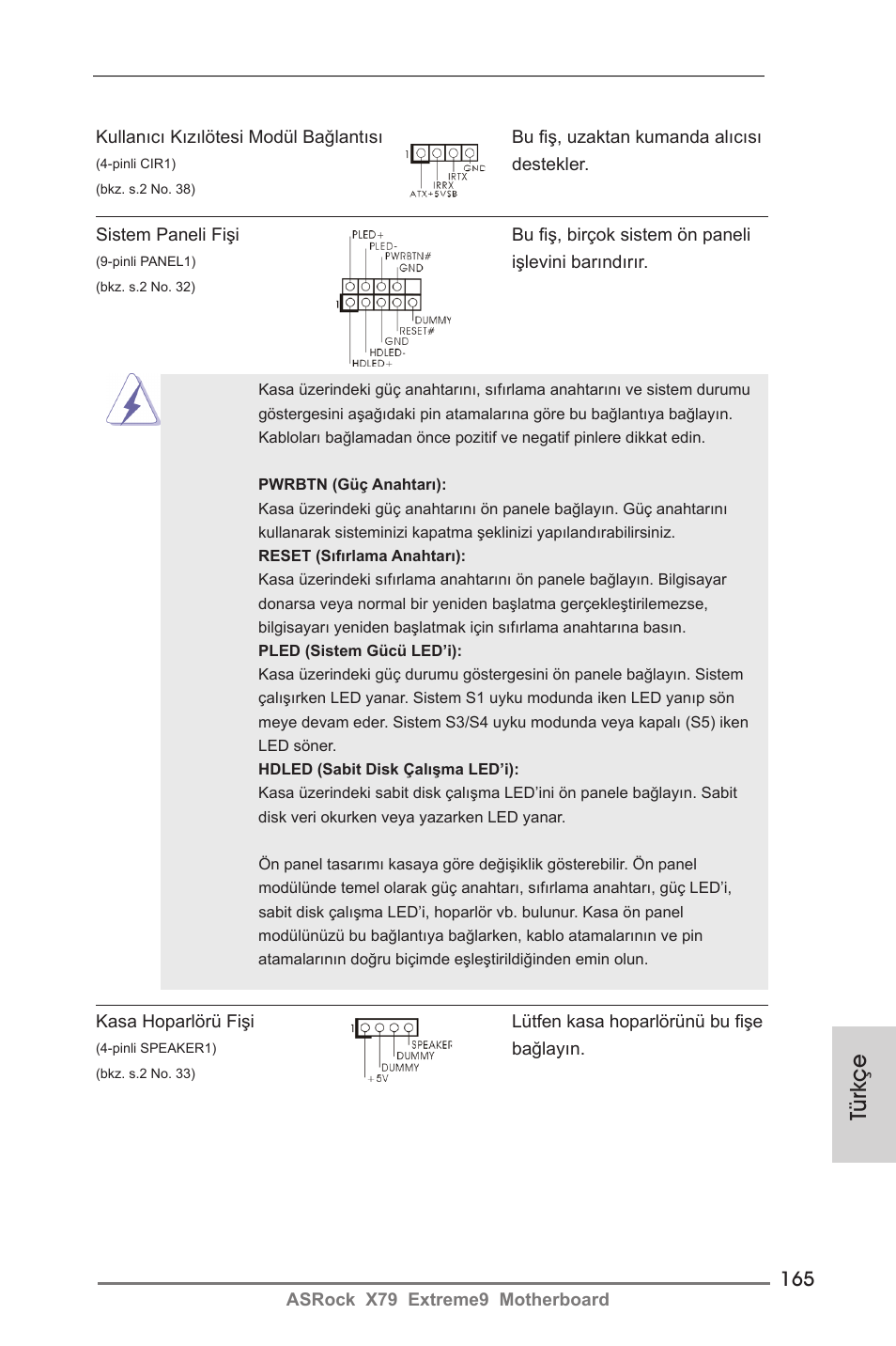 Türkçe | ASRock X79 Extreme9 User Manual | Page 165 / 246