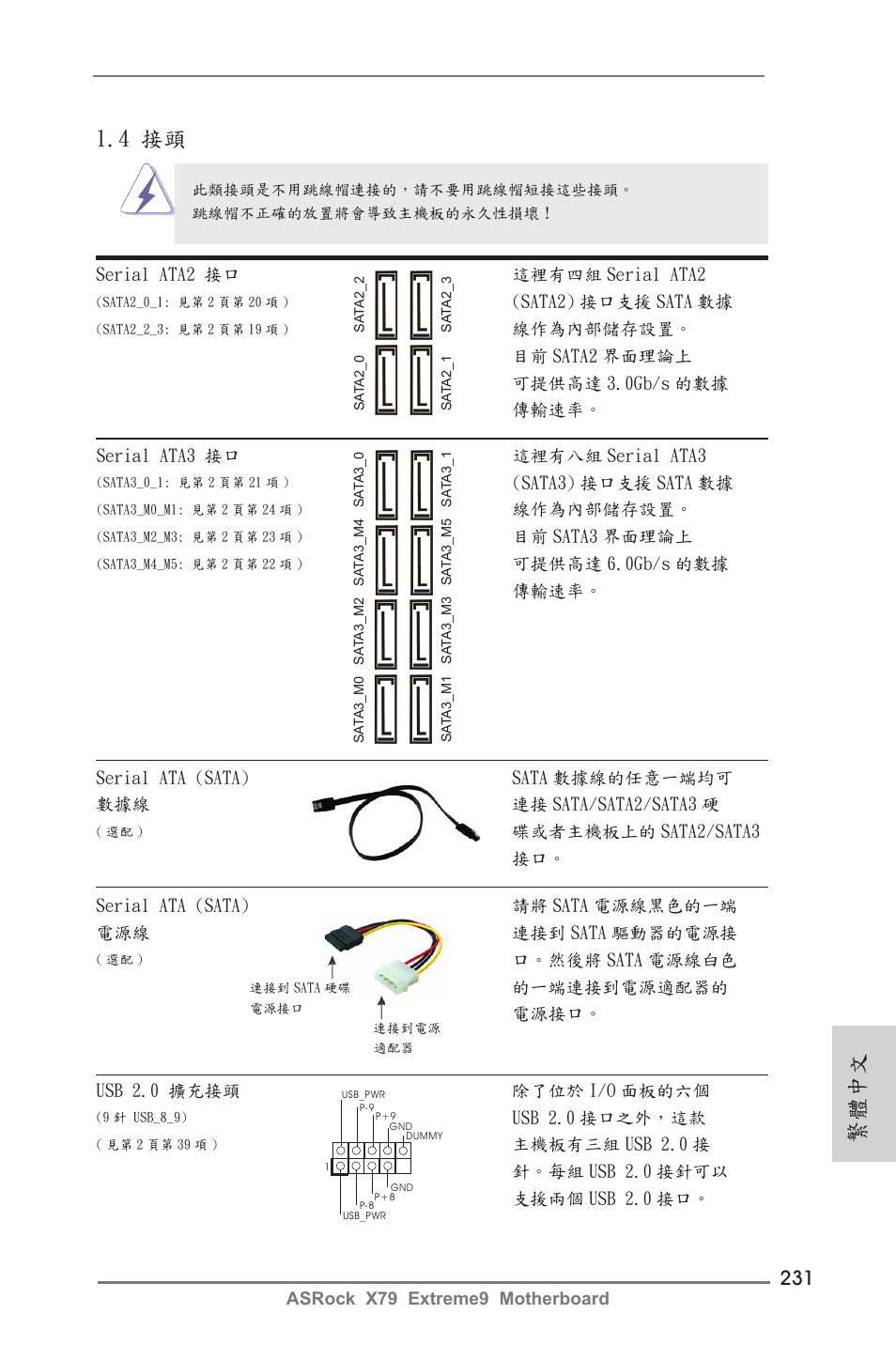 繁體中文, 4 接頭 | ASRock X79 Extreme9 User Manual | Page 231 / 246