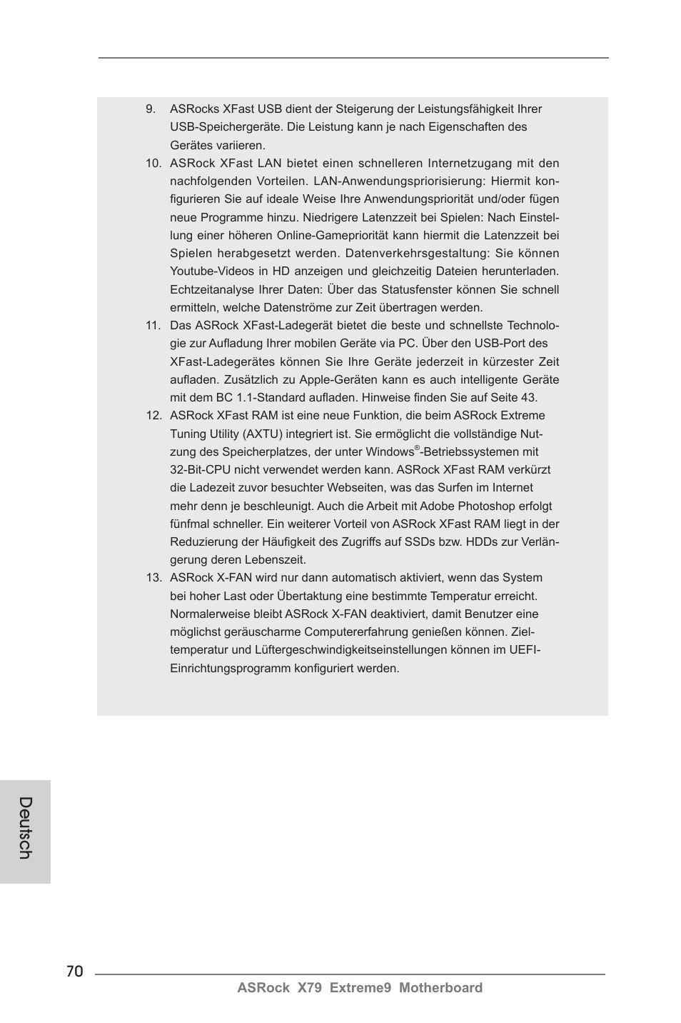 Deutsch | ASRock X79 Extreme9 User Manual | Page 70 / 246