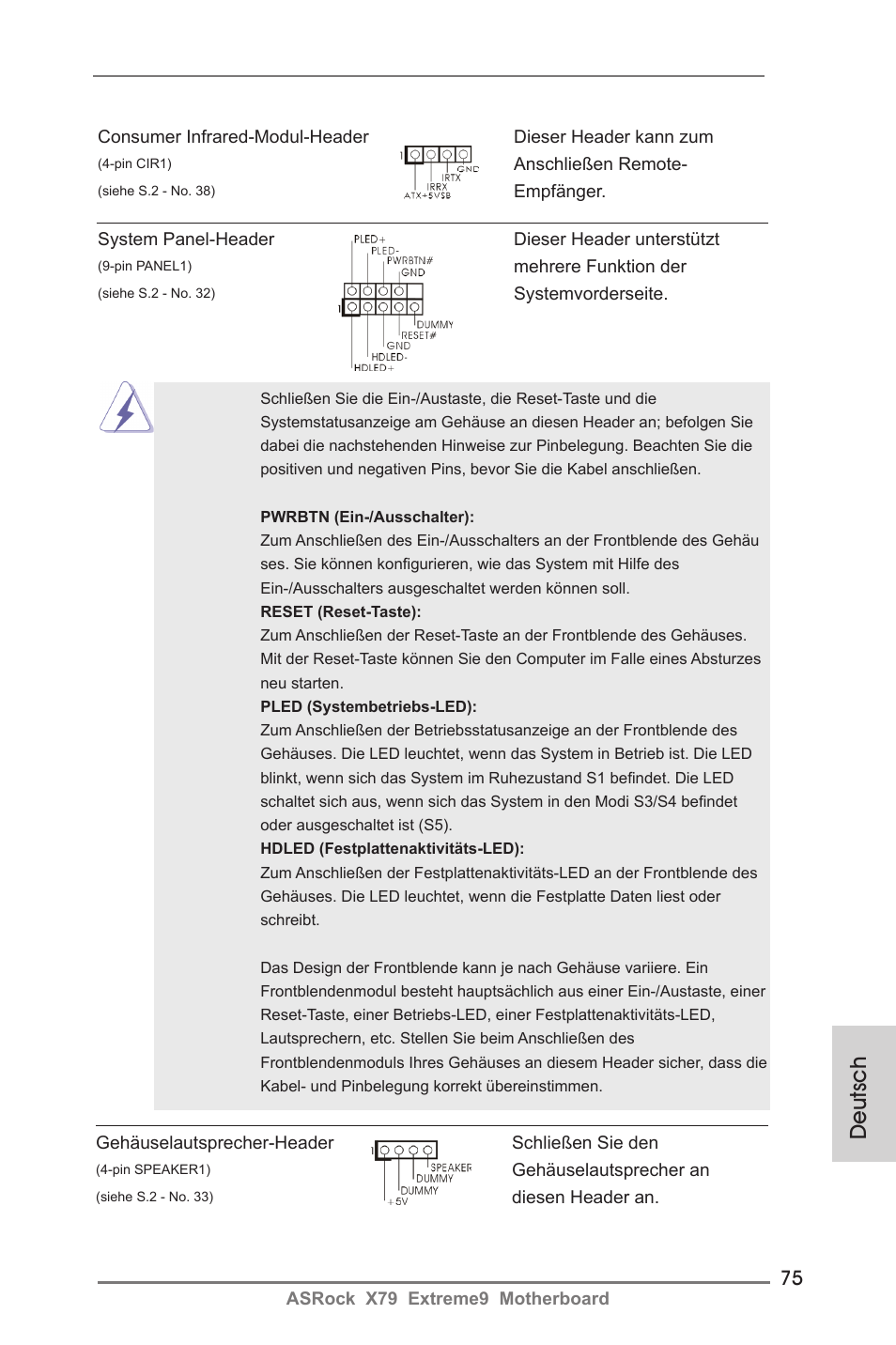 Deutsch | ASRock X79 Extreme9 User Manual | Page 75 / 246
