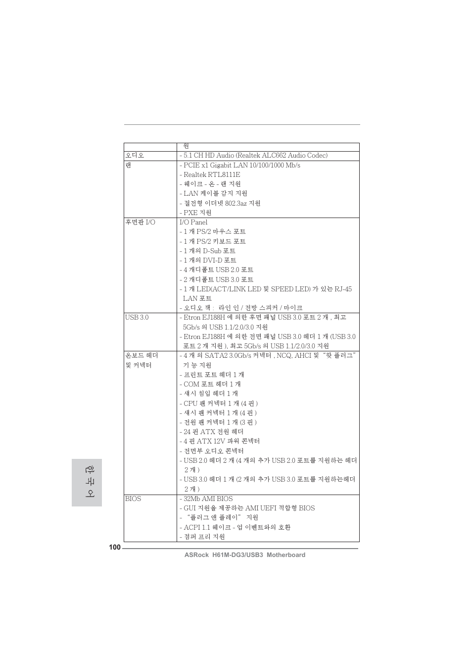 한 국 어 | ASRock H61M-DG3__USB3 User Manual | Page 100 / 138