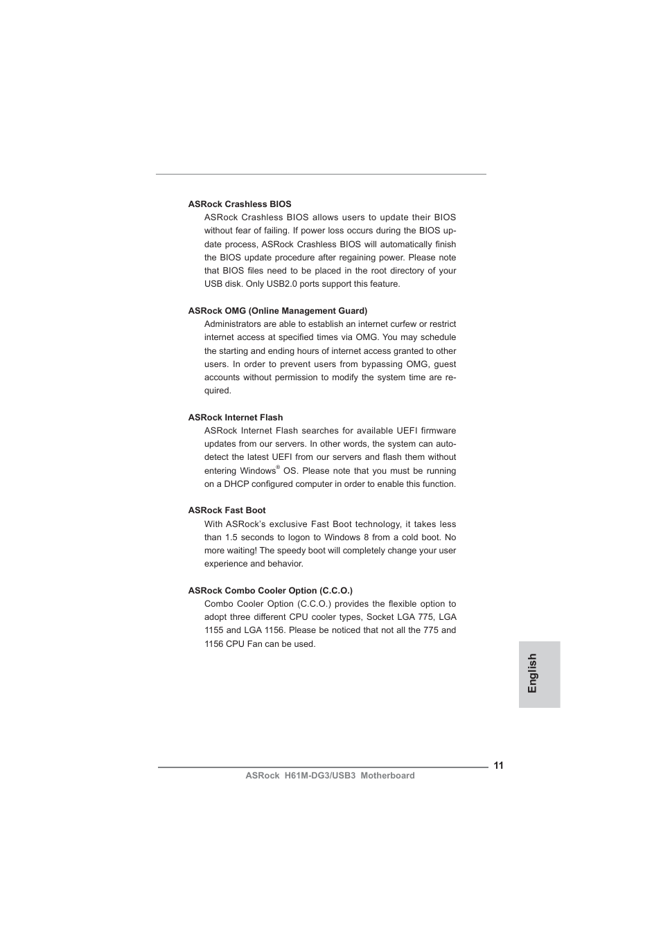 English | ASRock H61M-DG3__USB3 User Manual | Page 11 / 138