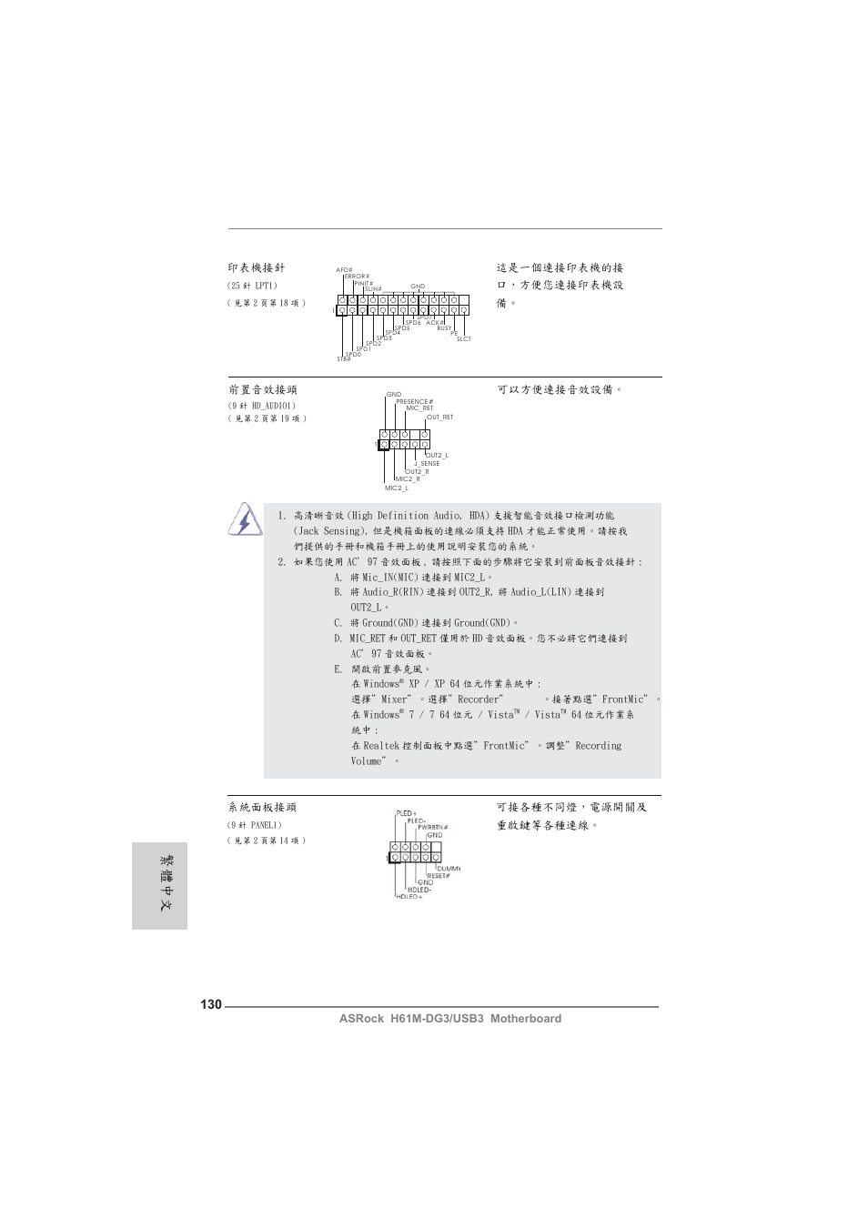繁體中文 | ASRock H61M-DG3__USB3 User Manual | Page 130 / 138