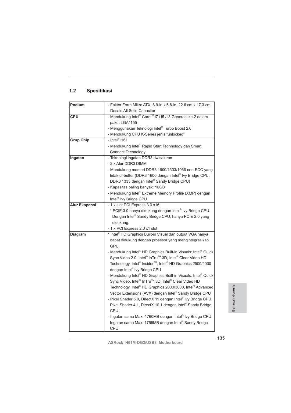 2 spesifi kasi | ASRock H61M-DG3__USB3 User Manual | Page 135 / 138