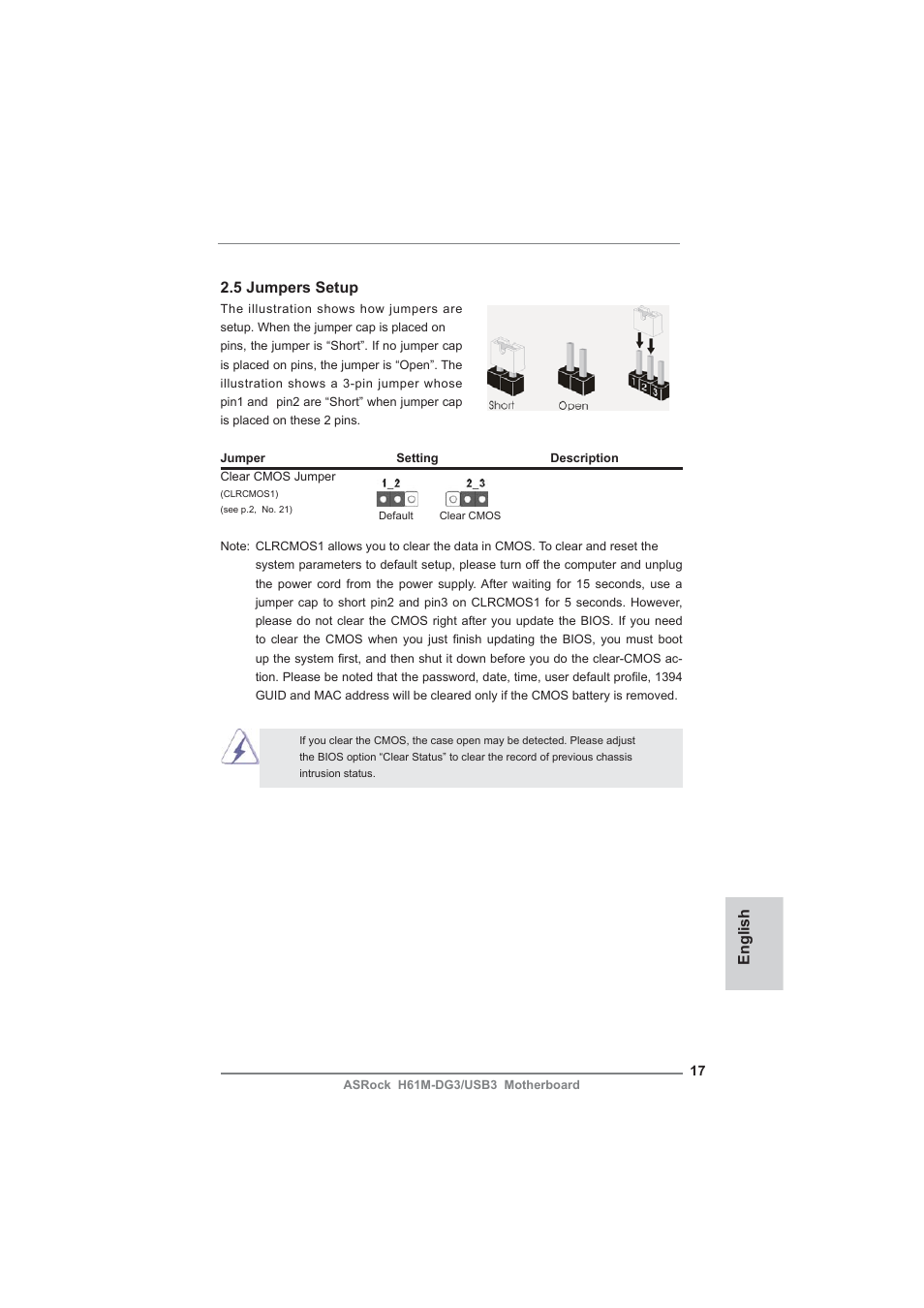 English 2.5 jumpers setup | ASRock H61M-DG3__USB3 User Manual | Page 17 / 138