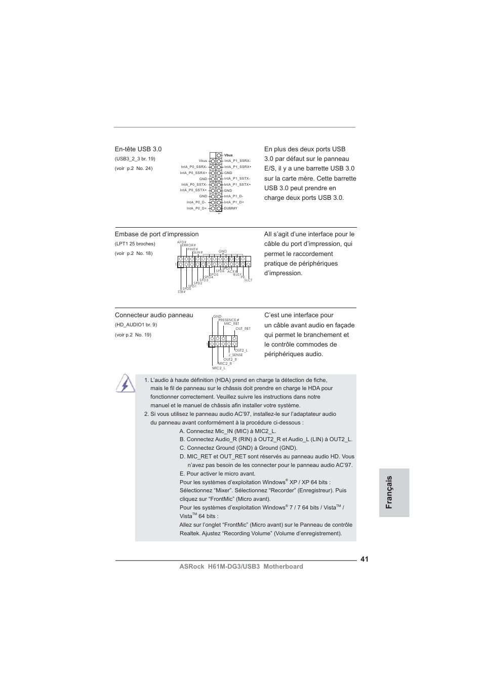 Français | ASRock H61M-DG3__USB3 User Manual | Page 41 / 138