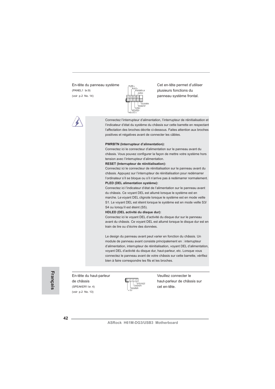 Français | ASRock H61M-DG3__USB3 User Manual | Page 42 / 138