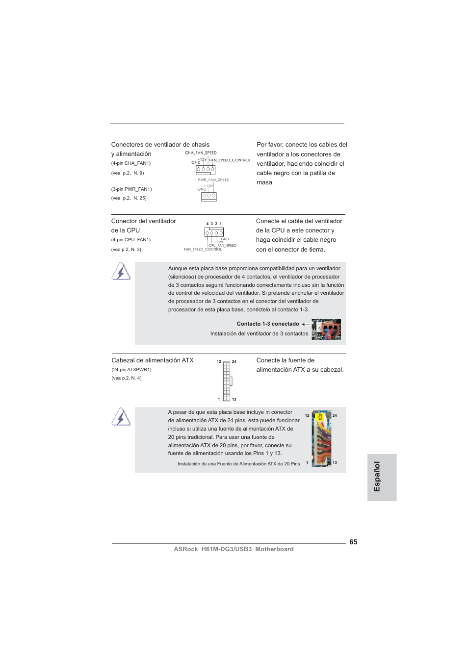Español | ASRock H61M-DG3__USB3 User Manual | Page 65 / 138