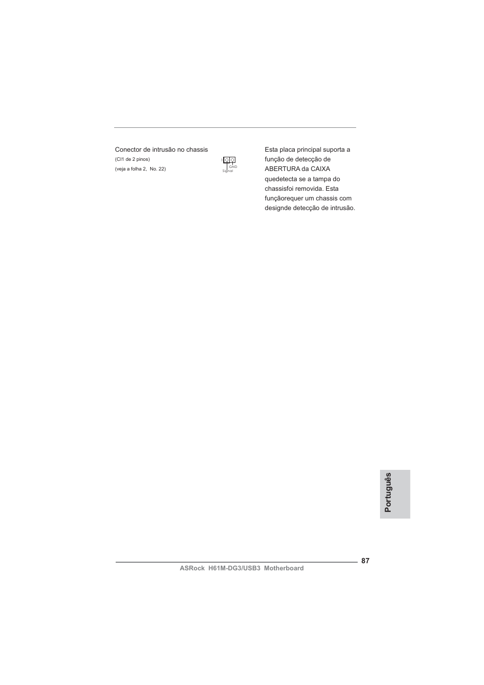 Português | ASRock H61M-DG3__USB3 User Manual | Page 87 / 138